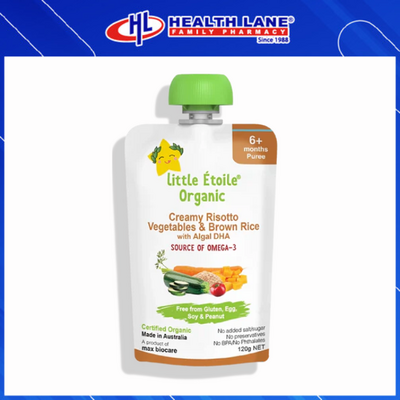 LITTLE ETOILE ORGANIC CREAMY RISOTTO, VEGETABLES & BROWN RICE 120G 